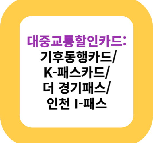 대중교통할인카드: 기후동행카드/K-패스카드/더 경기패스/인천 I-패스