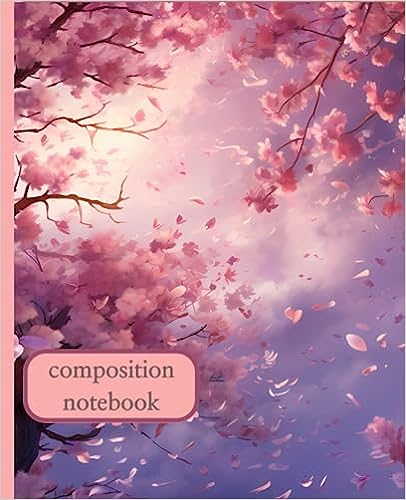 composition notebook: cherry blossom petals blowing in the wind