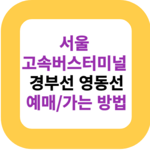 서울고속버스터미널 경부선 영동선 예매/가는 방법